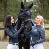 The Dressage Diva Navy Long Sleeve Competition Shirt "THE ASHLEY"