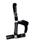 The Dressage Diva Full fluff black Halter - black faux fur with Bonus Lead