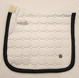 The Dressage Diva Competition Saddle Pads With Black OR Navy Satin Trim And Single Row Of Crystals