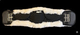 The Dressage Diva Anatomical girth with removable WHITE sheepskin cover