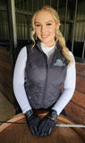 The Dressage Diva Light weight black quilted vest with side pockets