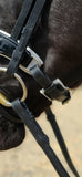 The Dressage Diva Premium Snaffle Dressage Bridle with white trim piping Black Leather