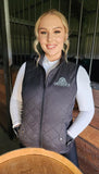 The Dressage Diva Light weight black quilted vest with side pockets