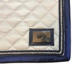 THE DRESSAGE DIVA Competition Saddle Pad with Navy Trim and added single row of Crystals
