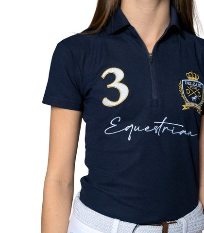 Delzani Olivia · Navy Equestrian Polo Shirt