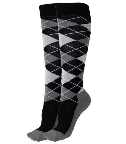 Delzani Ladies Horse Riding Socks - Argyle Black