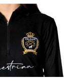 Delzani Olivia Black Equestrian Long Sleeve Polo Shirt with Zip
