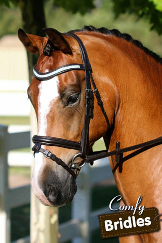 Flexible Fit 4 Row Crystal Wave Snaffle Bridle - Black