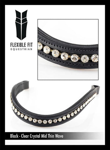 Flexible Fit Clear Crystal Mid Thin Wave - Black Browband