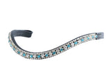 Flexible Fit Turquoise & Clear Thin Crystal Wave - Black Browband