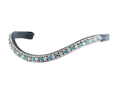Flexible Fit Turquoise & Clear Thin Crystal Wave - Black Browband