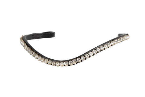 Flexible Fit Single Row Thin Crystal Wave - Black Browband