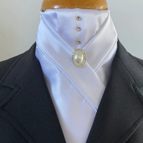 HHD ‘Anna’ White Dressage Stock Tie with Swarovski Elements