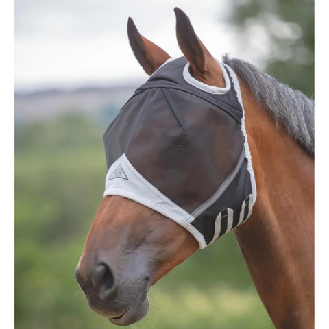 Shires Fly Guard Pro Fine Mesh Fly Mask with Ear Holes Navy